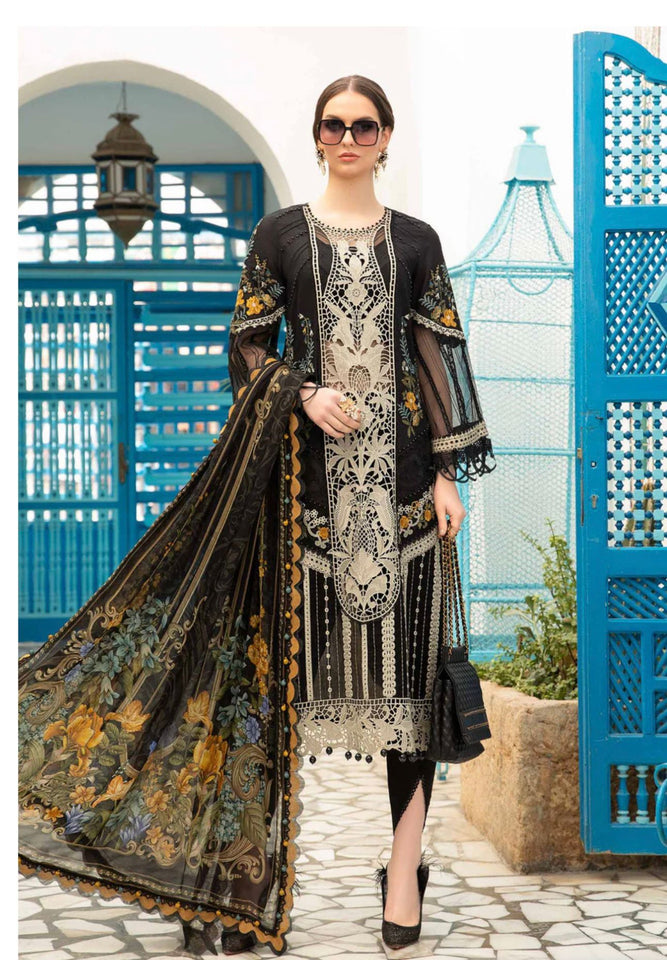 Majestic Evening Elegance: Silk Dupatta & Swiss Lawn Fabric