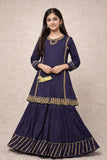 Navy Blue Embroidered Gharara Set for Girls (Ages 12–14) – Elegant Traditional Outfit